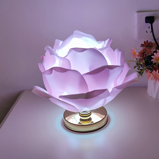 Creative Large Rose Flower Lamp Lotus Lamp for Girl's Bedroom, Romantic Atmosphere Wedding Decoration Bedside Table Lamp