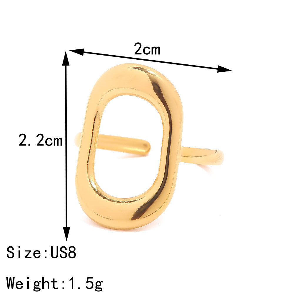 Hollow geometric oval index finger ring