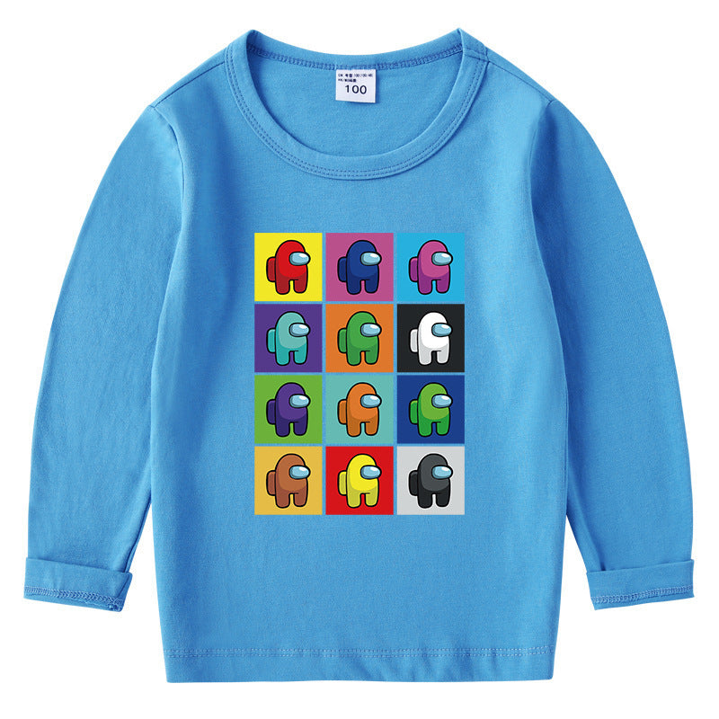 Children's cotton T-shirt round neck base long sleeved top