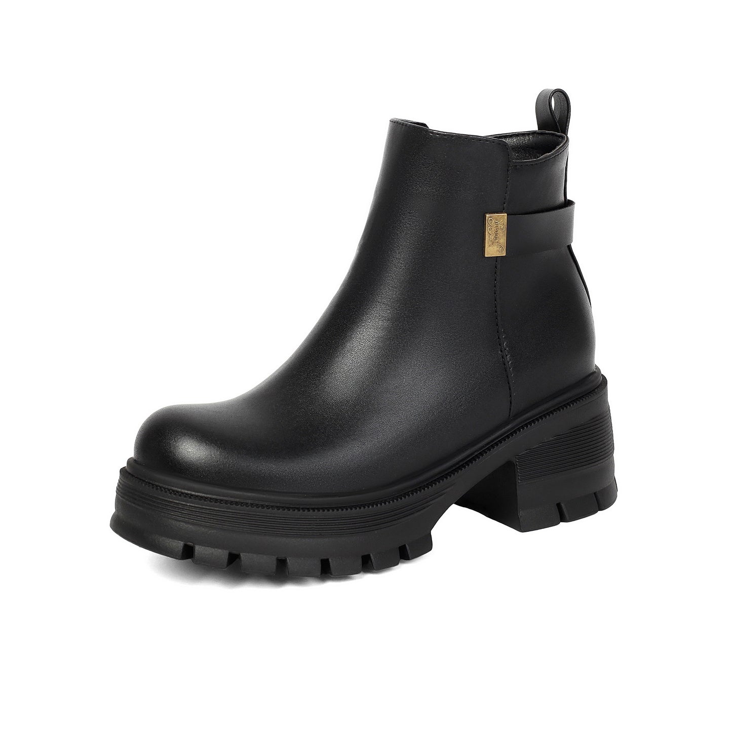 Autumn Winter High Heel Thick Sole 40-43 Large Size Side Zipper Suede Low Cuff Ankle Boots
