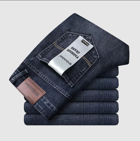 2026 New Business Men's Jeans Casual Straight Stretch Fashion Classic Blue Black Work Denim Pant Trousers Male Clothing
