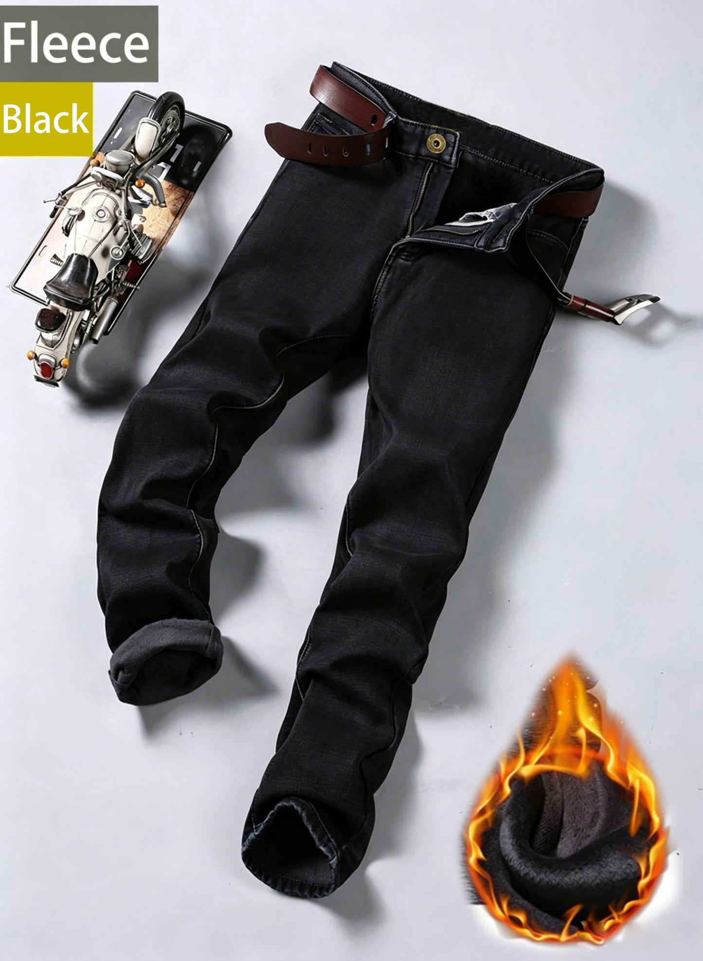 2026 New Business Men's Jeans Casual Straight Stretch Fashion Classic Blue Black Work Denim Pant Trousers Male Clothing