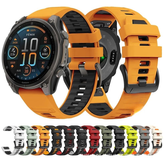 Compatible with Garmin Fenix 8 Official Style Strap, Fenix 8 Series 43/47/51mm Quick-Release Silicone Watch Band