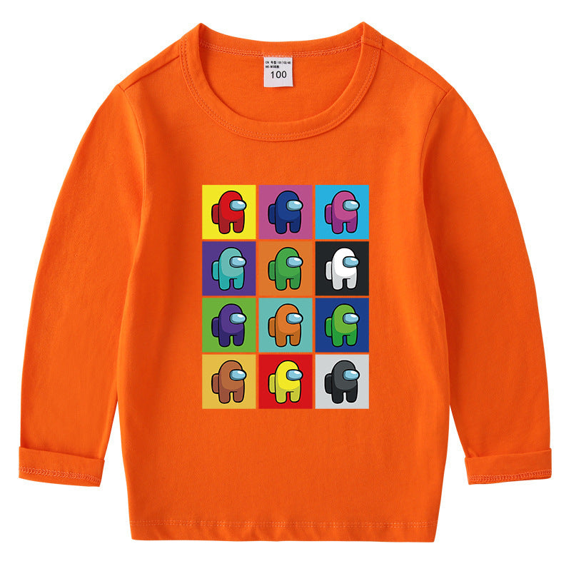 Children's cotton T-shirt round neck base long sleeved top