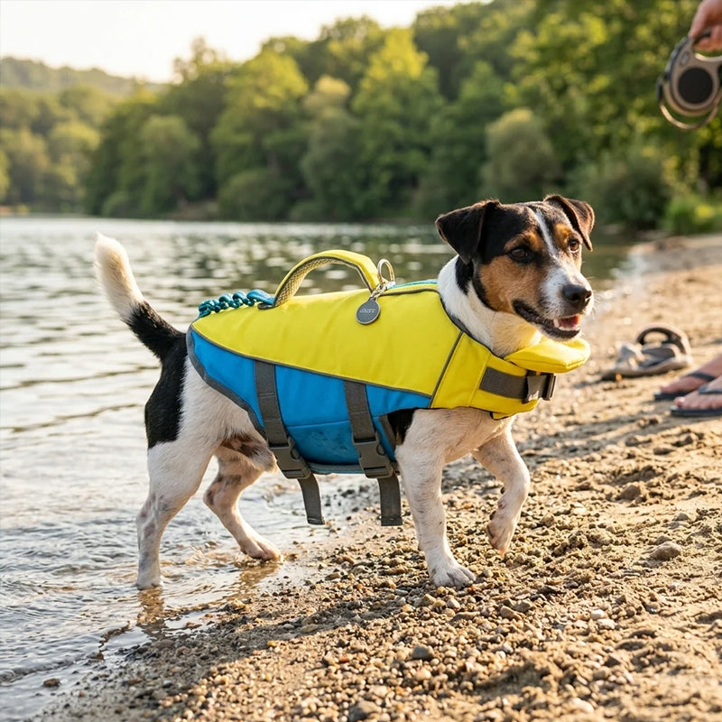 Adjustable Dog Life Vest with Reflective Stripes – High Buoyancy, Breathable Safety Jacket for Water Sports & Swimming