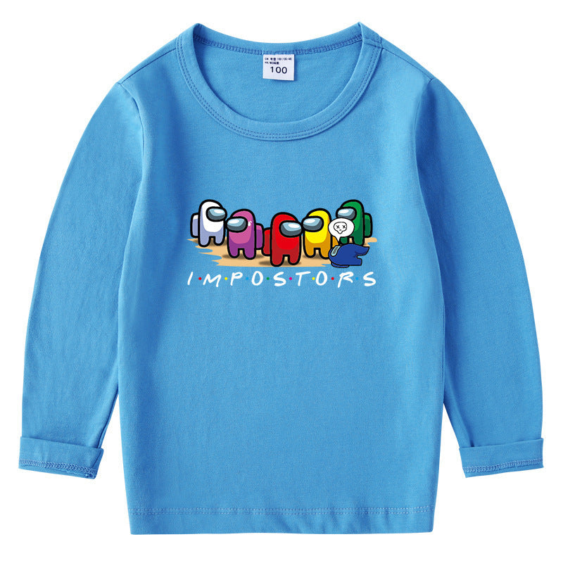 Children's cotton T-shirt round neck base long sleeved top