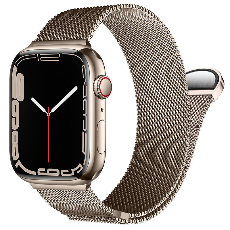 Compatible with Apple Watch, Two-Section Half-Circle Magnetic Milanese Steel Band for iWatch 11, Apple Watch Strap