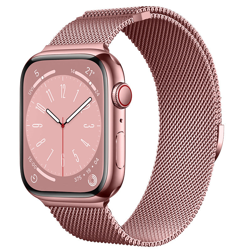 Compatible with Apple Watch, Two-Section Half-Circle Magnetic Milanese Steel Band for iWatch 11, Apple Watch Strap