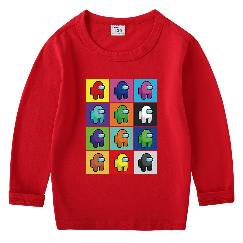 Children's cotton T-shirt round neck base long sleeved top
