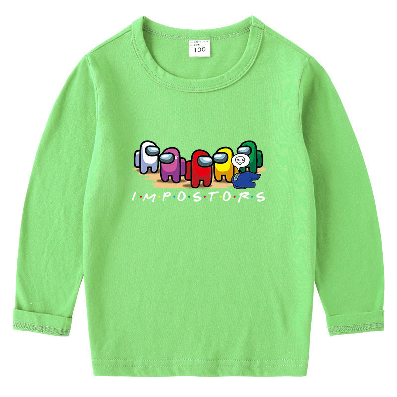 Children's cotton T-shirt round neck base long sleeved top