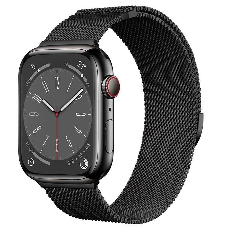 Compatible with Apple Watch, Two-Section Half-Circle Magnetic Milanese Steel Band for iWatch 11, Apple Watch Strap