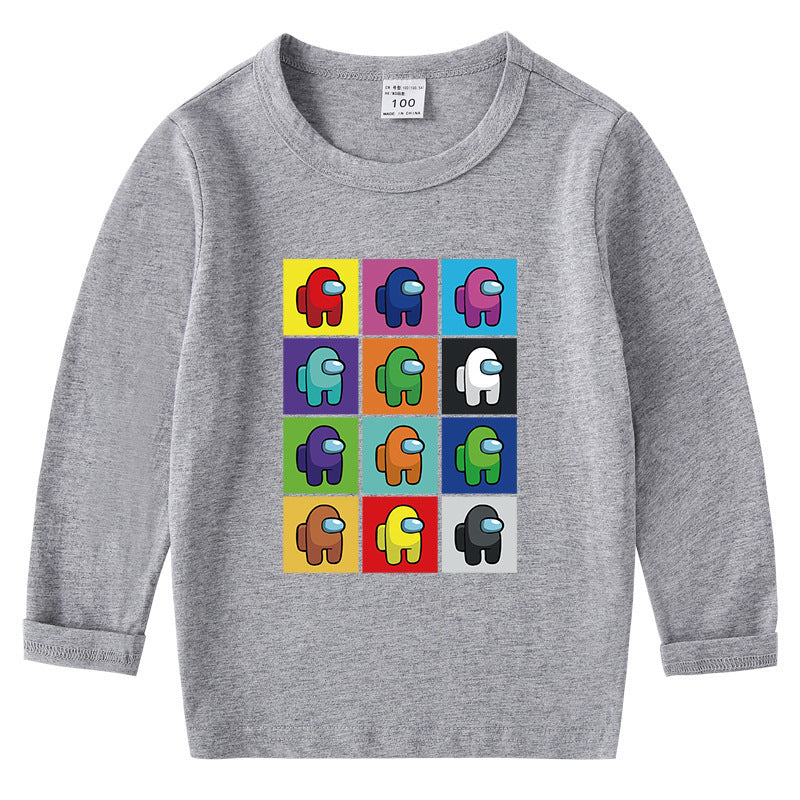 Children's cotton T-shirt round neck base long sleeved top