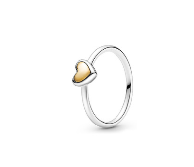 Original Domed Golden Shine Heart Ring For Women 925 Sterling Silver Ring Wedding Party Gift Europe Jewelry