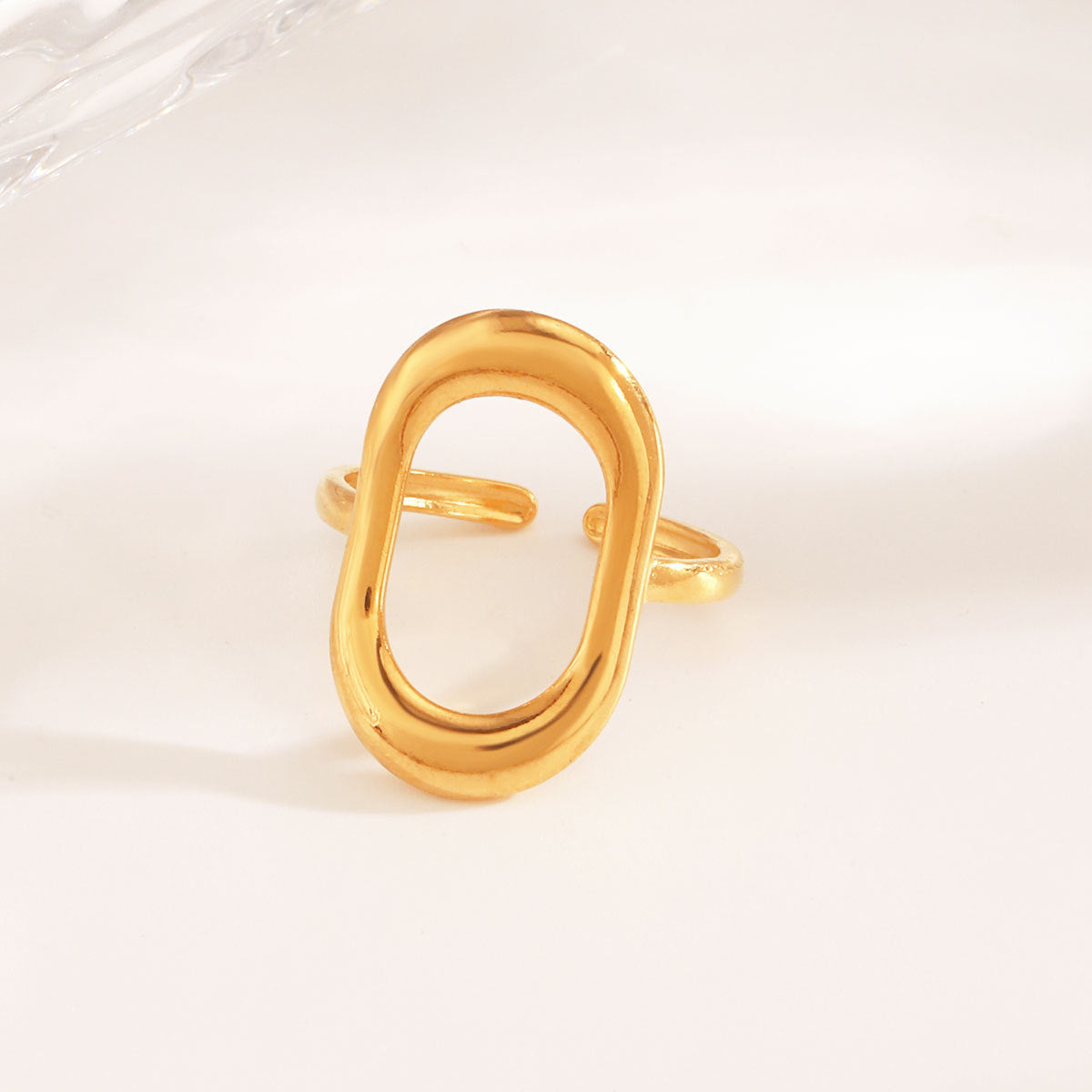 Hollow geometric oval index finger ring