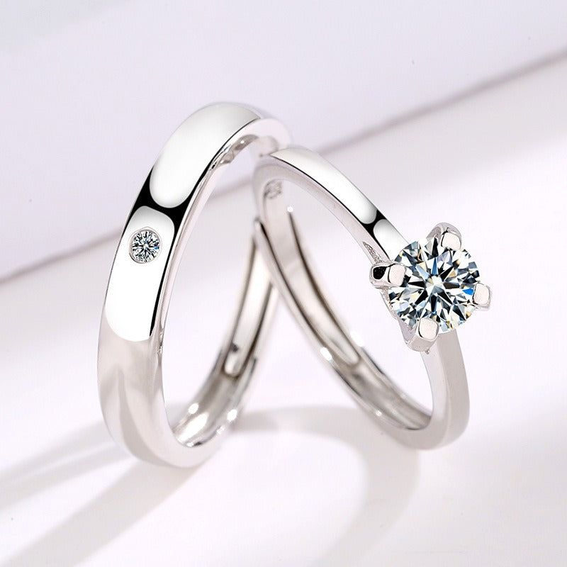 S925 Silver 520 Wedding Couple Ring Men And Women Open Ring Tanabata Anniversary Gift