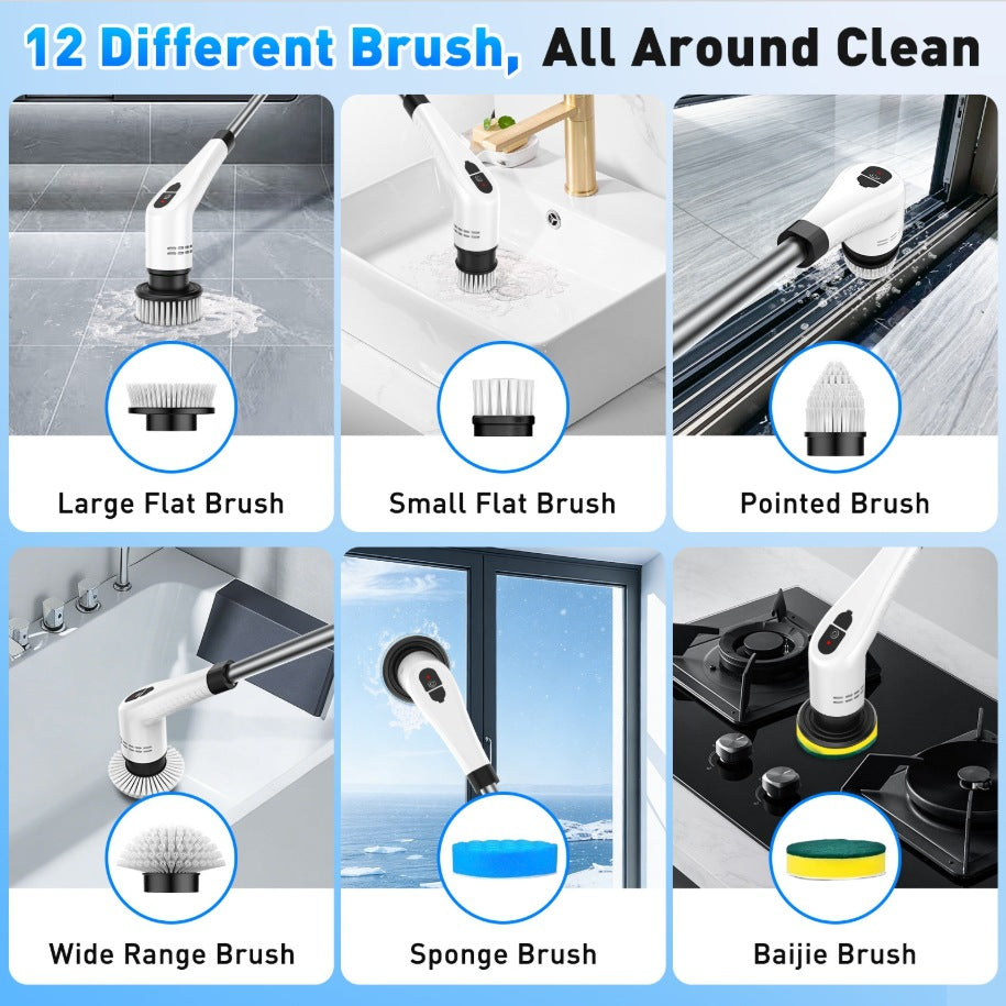 Electric Cleaning Brush 9-in-1 Extendable Multi-functional Household Floor and Kitchen Cleaning Tool