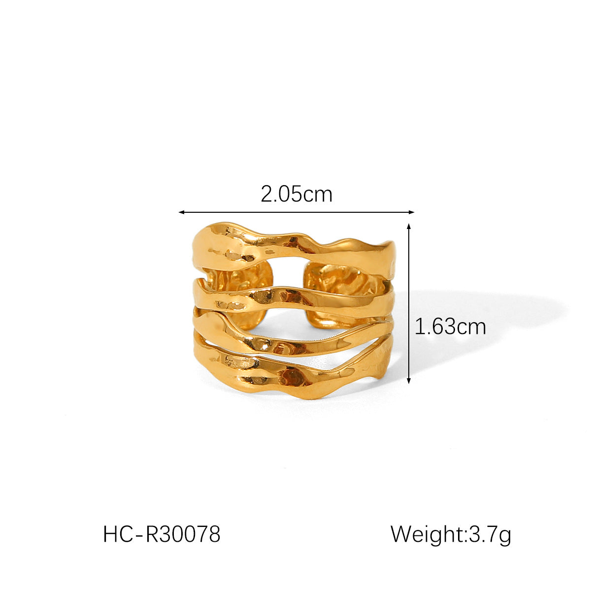 Irregular line stainless steel ring for women