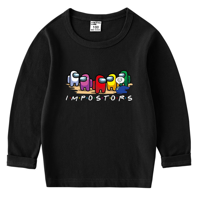 Children's cotton T-shirt round neck base long sleeved top