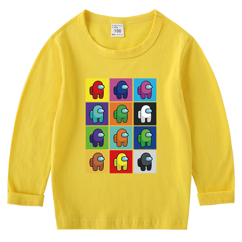 Children's cotton T-shirt round neck base long sleeved top
