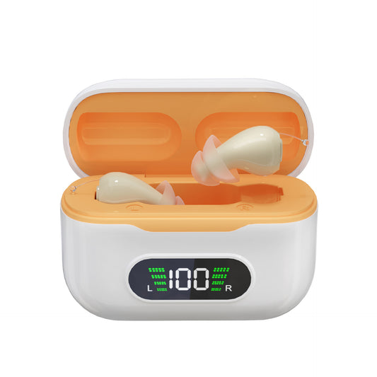 New CIC Hearing Aid Sound Amplifier with UV Charging Case and Sound Collector Accessories