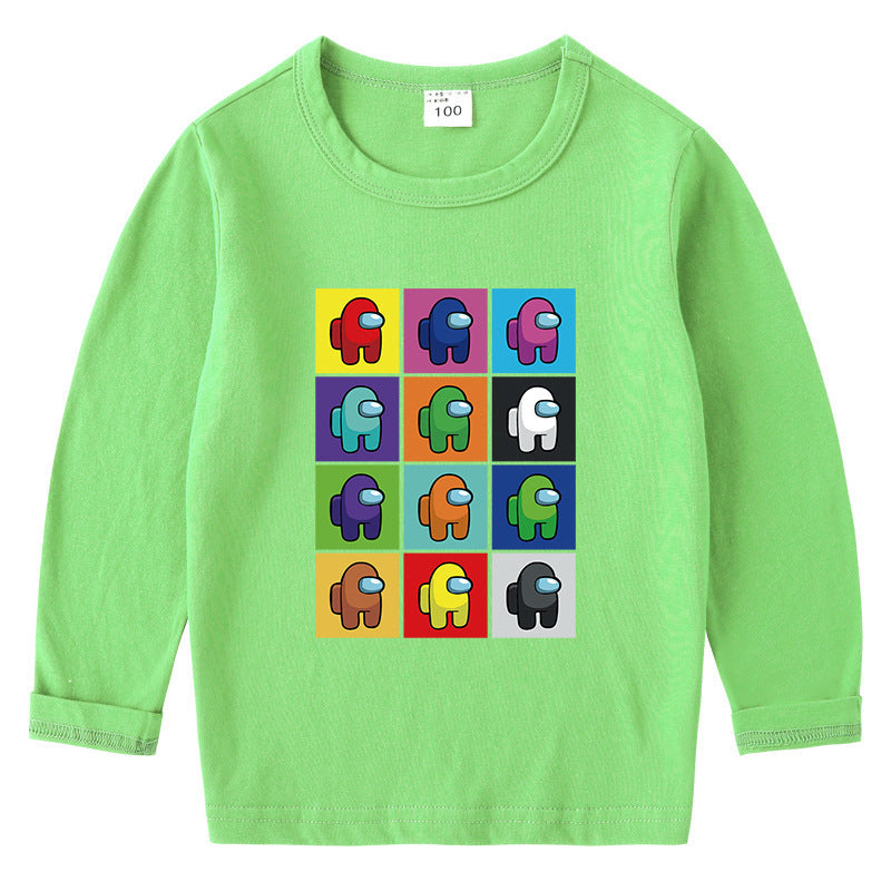 Children's cotton T-shirt round neck base long sleeved top
