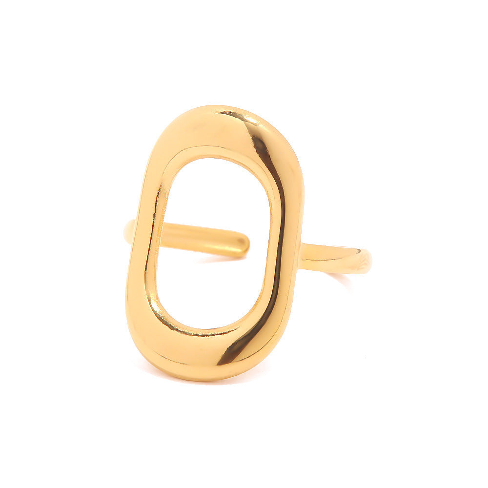Hollow geometric oval index finger ring