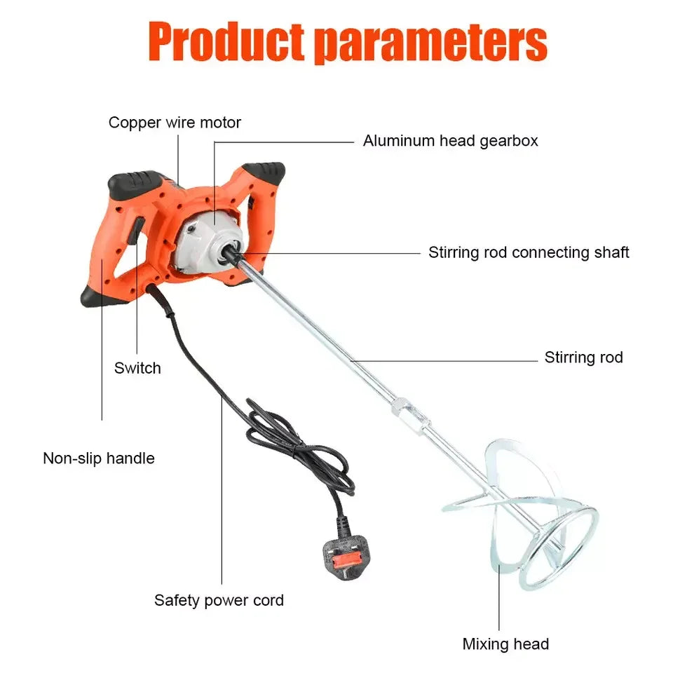 Factory Wholesale 110V Electric Paint Hand Mixer Machine Paddle Mixer Heavy Duty for Cement Plaster Paint & Concrete