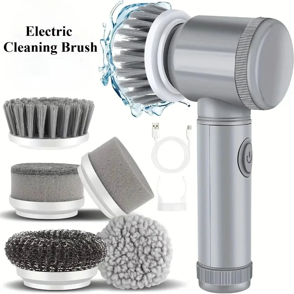 Electric Spin Scrubber 5-in-1  Cordless Rechargeable Cleaning Brush for Bathroom kitchen Tile
