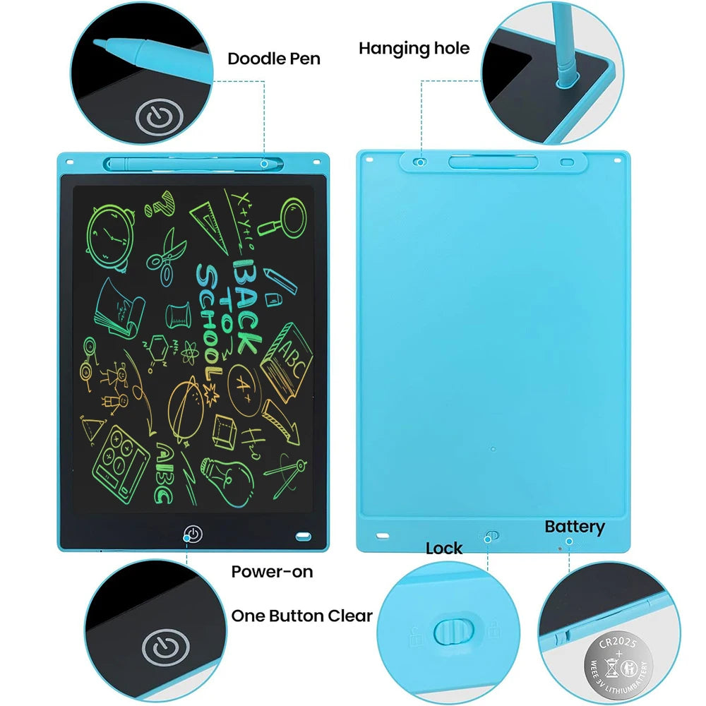RSP 12 Inch LCD Drawing Board Electronic Writing Tablet Colorful Screen Doodle Board Educational toy For 3-8 Kids Birthday Gifts