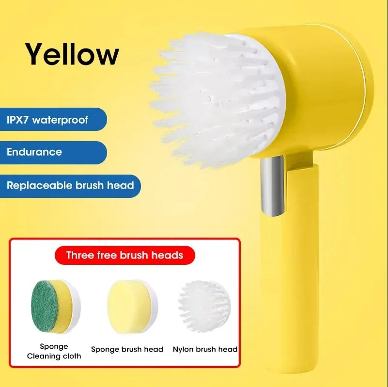 Electric Spin Scrubber 5-in-1  Cordless Rechargeable Cleaning Brush for Bathroom kitchen Tile