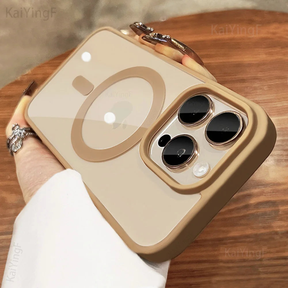 Luxury For Magsafe Transparent Case For iPhone 17 16 15 14 13 12 11 Pro Max Plus Air Magnetic Wireless Charge Cases Clear Cover