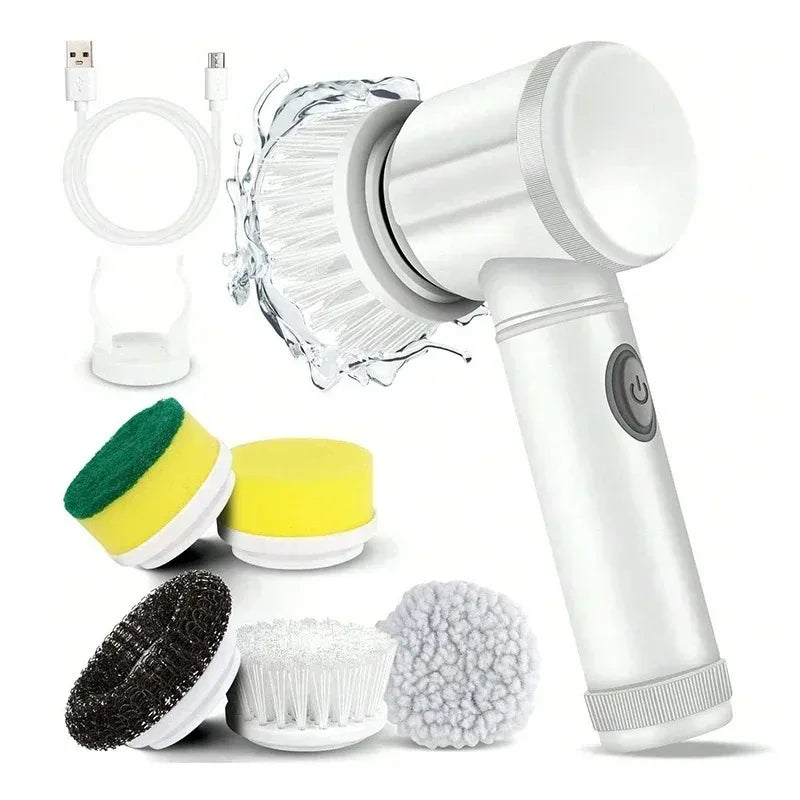 Electric Spin Scrubber 5-in-1  Cordless Rechargeable Cleaning Brush for Bathroom kitchen Tile