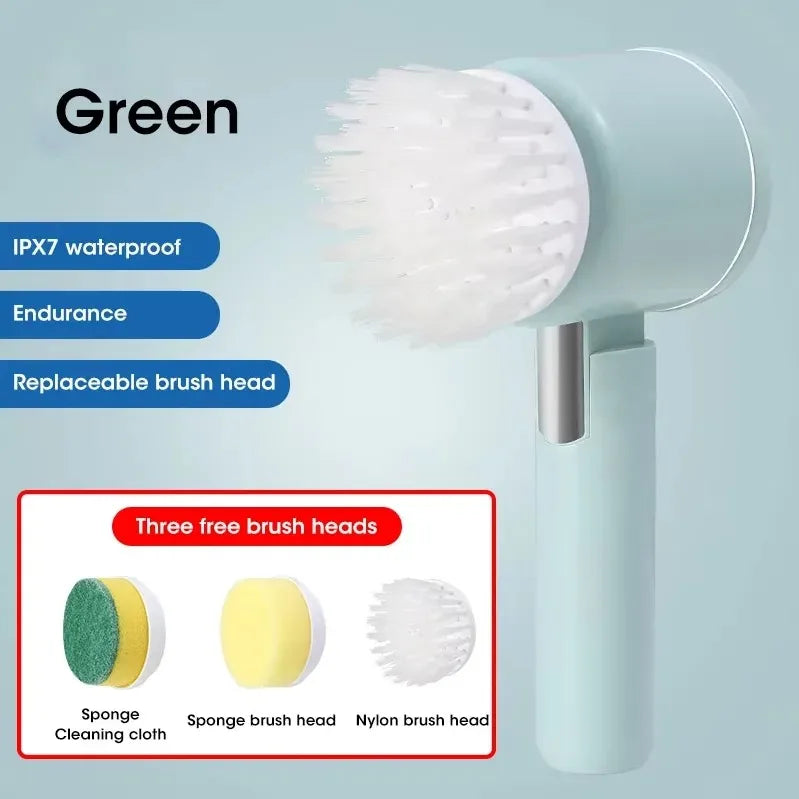 Electric Spin Scrubber 5-in-1  Cordless Rechargeable Cleaning Brush for Bathroom kitchen Tile