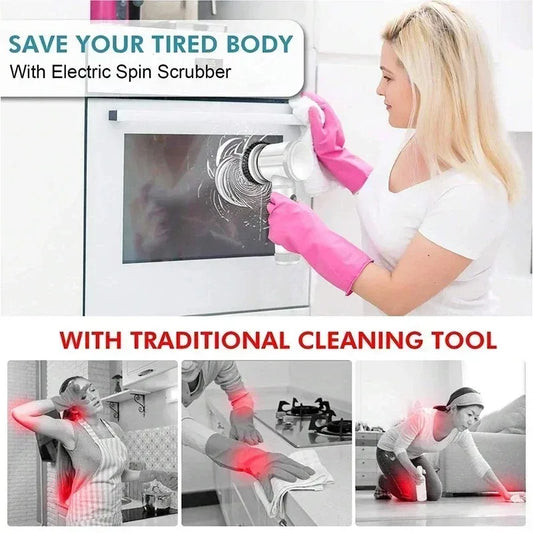 Electric Spin Scrubber 5-in-1  Cordless Rechargeable Cleaning Brush for Bathroom kitchen Tile