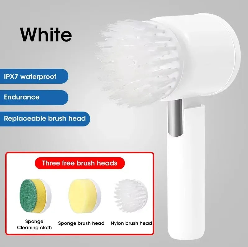 Electric Spin Scrubber 5-in-1  Cordless Rechargeable Cleaning Brush for Bathroom kitchen Tile
