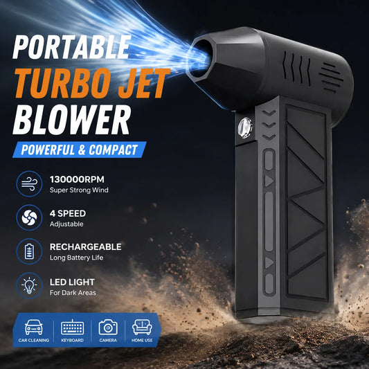 130000RPM High Speed Turbo Jet Fan Air Duster, Rechargeable Electric Blower with LED Light, Powerful Compressed Air Cleaner for
