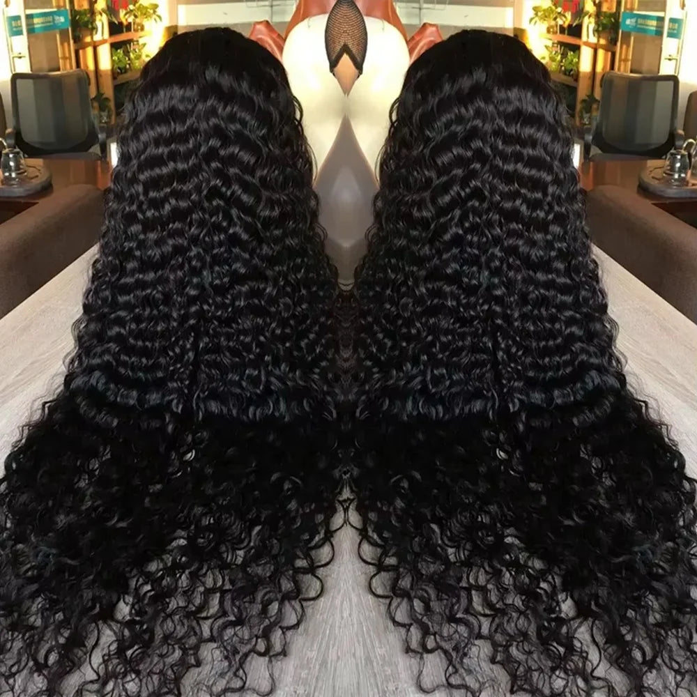 13x4 13x6 HD Transparent Lace Frontal Wig 250 Density Water Deep Wave Curly Wig Daily Wear