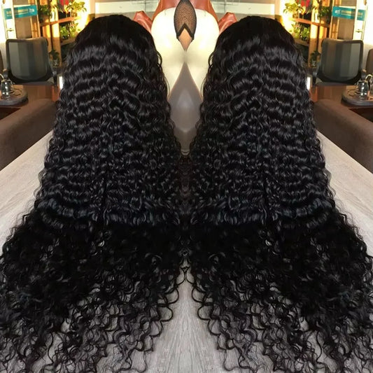 13x4 13x6 HD Transparent Lace Frontal Wig 250 Density Water Deep Wave Curly Wig Daily Wear