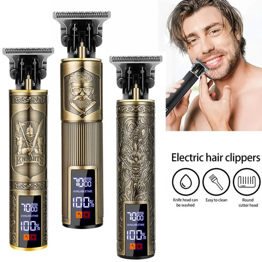 Cordless Hair Trimmer Vintage Hair Clipper USB Fast Charging Hair Cutting Machine Electric Shaver Barber Professional Barber